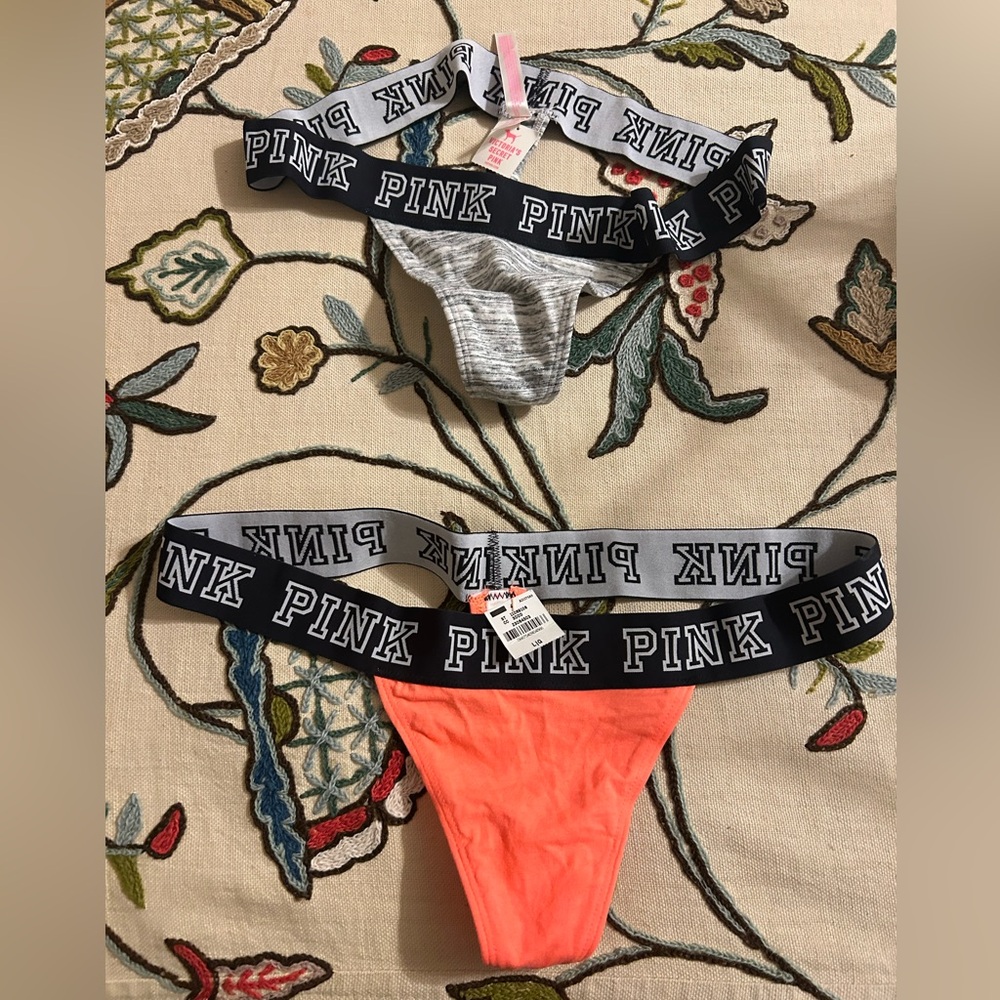 Victoria’s Secret Pink logo thick waistband thong panties x2!!!